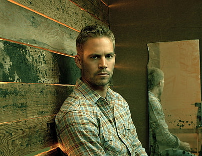 Paul William Walker, men's gray and brown plaid sport shirt, Hollywood Celebrities, Male celebrities, hollywood, actor, american, HD wallpaper HD wallpaper