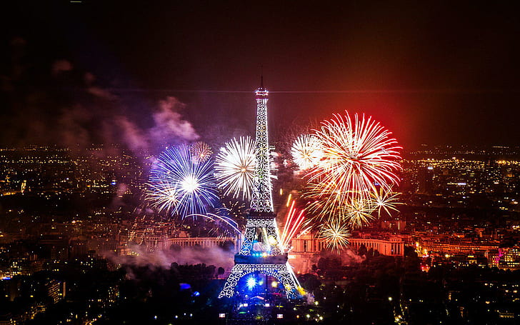 Fuochi d'artificio sulla Torre Eiffel, 1920x1200, fuochi d'artificio torre eiffel, torre eiffel, fuochi d'artificio, Sfondo HD