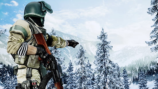 ปืน, เกม, ป่า, ทหาร, พายุหิมะ, อาวุธ, สนามรบ, หิมะ, ปืนไรเฟิล, เครื่องแบบ, seifuku, Battlefield 4, AK 47, AK47, Battlefield IV, วอลล์เปเปอร์ HD HD wallpaper