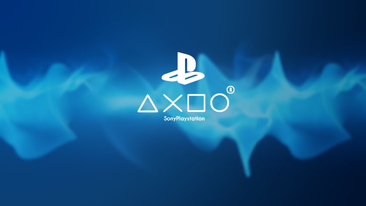 Sony PlayStation logo, background, the game, console, Sony, Playstation, game console, HD wallpaper