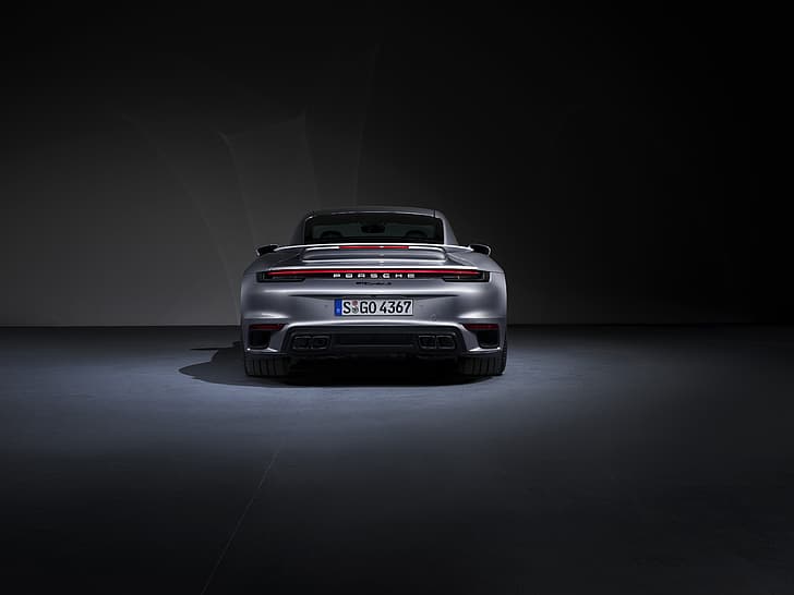 911, Porsche, rear view, Turbo S, 2020, 992, HD wallpaper