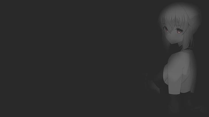 anime, manga, ragazze anime, illustrazione, fan art, personaggi del gioco, personaggi originali, sfondo scuro, minimalismo, colorazione selettiva, monocromatico, texture, Sabre, Saber Alter, Sabre (Fate / Grand Order), Fate Series, Fate / Grand Order, Fate / Stay Night, Sfondo HD