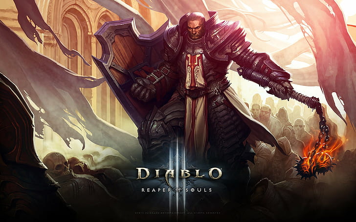 Diablo III: Faucheur d'âmes, Diablo III: Faucheur d'âmes, Malthael, Blizzard, Faucheur, Ange de la mort, Diablo III, Faucheur d'âmes, jeu, Templier, Chevalier, Paladin, le Croisé, Fond d'écran HD