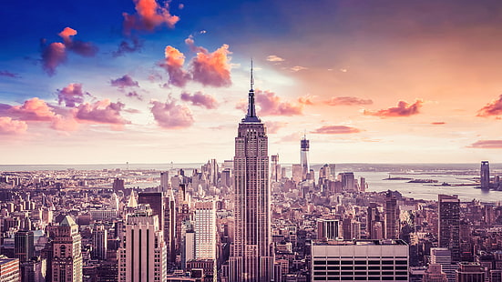 New York binalar gökdelenler bulutlar hd, bulutlar, binalar, cityscape, gökdelenler, new york, HD masaüstü duvar kağıdı HD wallpaper