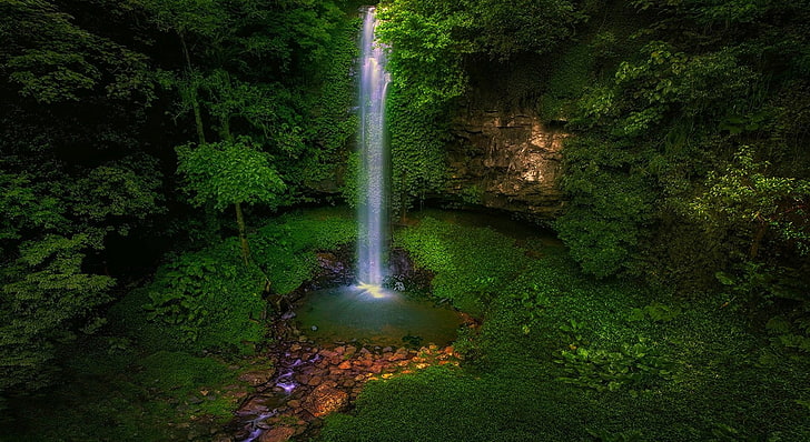 Wasserfälle und grüne Laubbäume, Australien, Wasserfall, Wald, Grün, Bäume, Natur, Landschaft, HD-Hintergrundbild