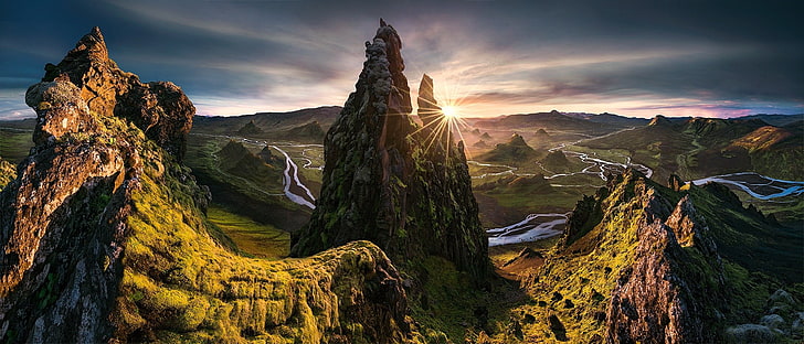 HDR, Landschaft, Max Rive, Berg, Natur, Fluss, Sonnenuntergang, HD-Hintergrundbild