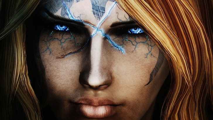 blå ögon, The Elder Scrolls V: Skyrim, trollkarl, HD tapet