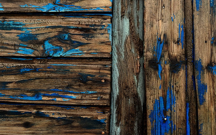 Trästruktur, brunt och blått träbräde, trä, textur, blått, HD tapet