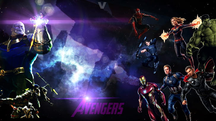 Avengers Edgame, Hulk, Spider-Man, Hawkeye, Ronin, HD тапет