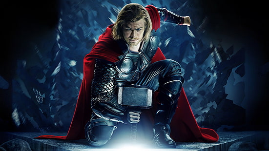 Thor, Thor 2: The Dark World, Thor: Ragnarok, Avengers Endgame, Avengers: Infinity war, Avengers: Age of Ultron, science fiction, filmkaraktärer, Mjolnir, blixt, HD tapet HD wallpaper