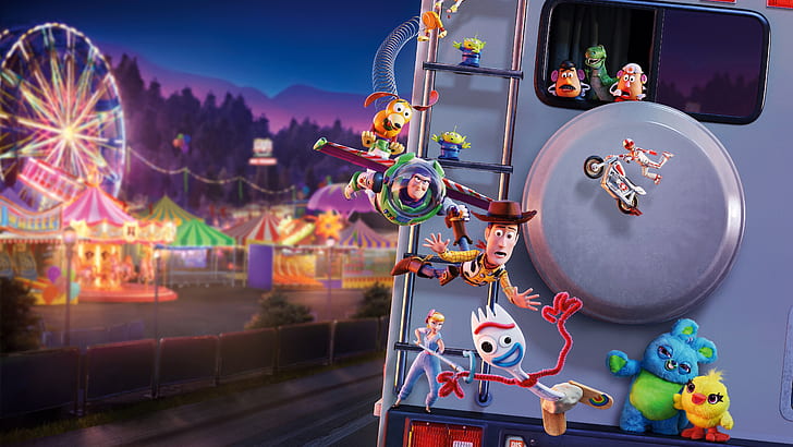 Film, Toy Story 4, Buzz Lightyear, Woody (Toy Story), Tapety HD