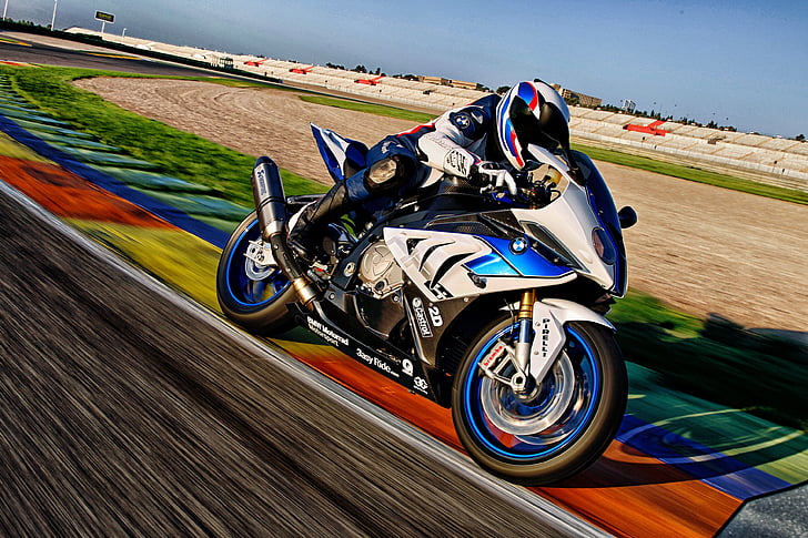 blaues und graues Sportrad, BMW HP4, BMW Motorrad, 4K, HD-Hintergrundbild