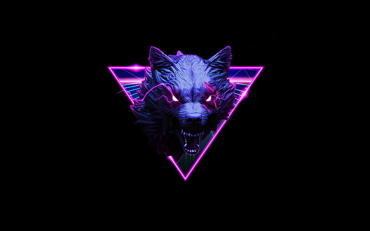 Wolf, Neon, HD-Hintergrundbild