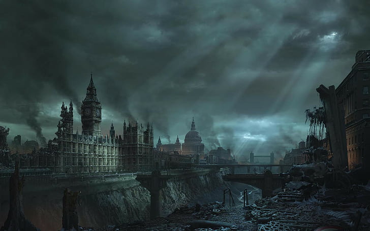 konstverk, Big Ben, Hellgate London, London, Hellgate: London, apokalyptisk, videospel, HD tapet
