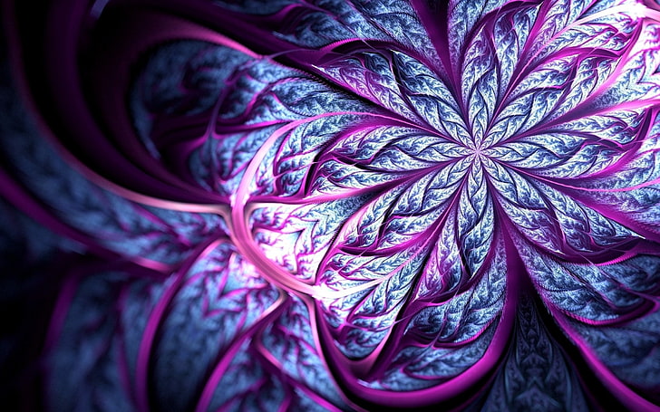 flor roxa, resumo, fractal, HD papel de parede