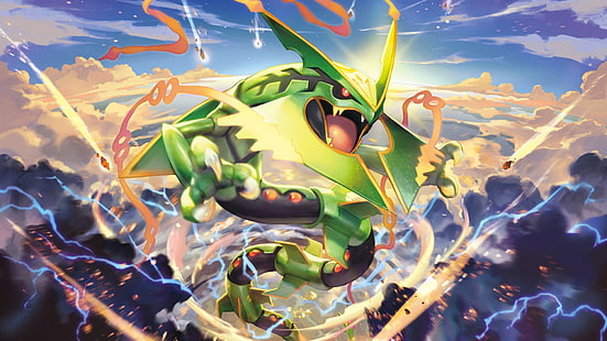 Pokémon, Pokémon: Omega Rubin und Alpha Saphir, Legendäres Pokémon, Mega Rayquaza (Pokémon), HD-Hintergrundbild HD wallpaper