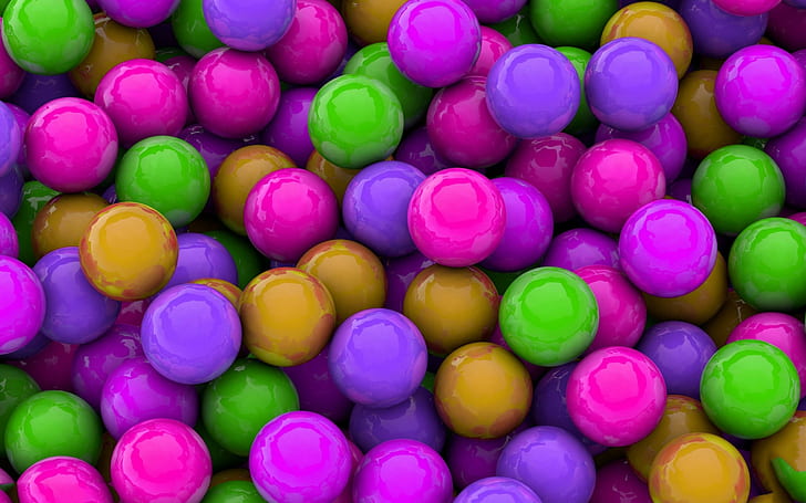 Разноцветные, шарики, шар, 3D, 2560x1600, 4k фото, HD обои