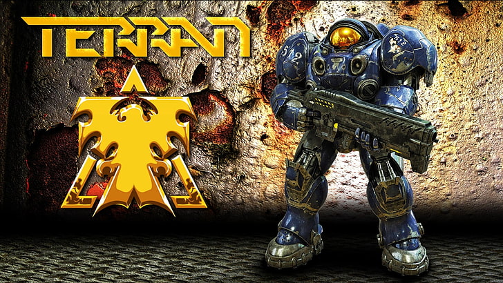 dwie czarno-brązowe drewniane figurki, StarCraft, Starcraft II, Terrans, gry wideo, Tapety HD