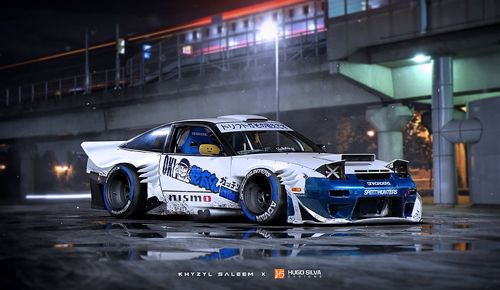 white and blue RC helicopter, Khyzyl Saleem, car, Nissan 240SX, HD wallpaper
