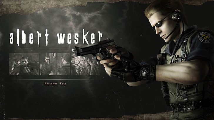Солдат с пистолетом на иллюстрации, Resident Evil HD Remaster, Альберт Вескер, Resident Evil, HD обои