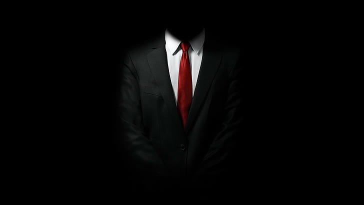 47 костюма вратовръзка черен фон hitman видео игри бяло облекло червена вратовръзка hitman опрощение, HD тапет