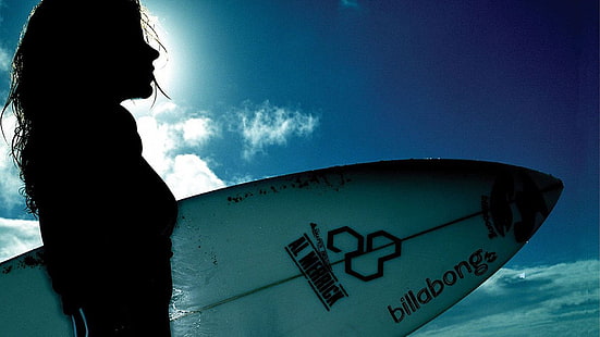 portrait, women, surfing, surfboards, silhouette, HD wallpaper HD wallpaper
