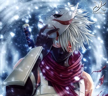  Hatake Kakashi, Naruto (anime), heterochromia, anime boys, white hair, HD wallpaper HD wallpaper