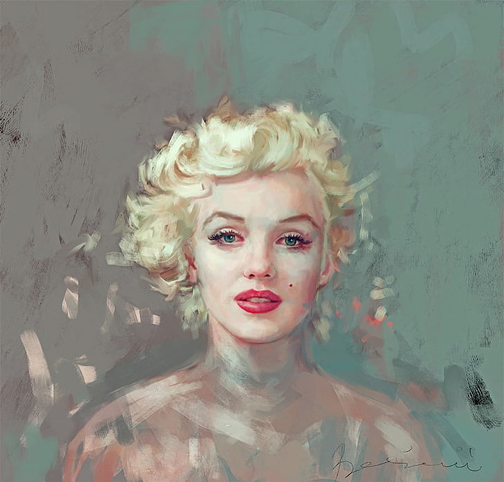Marilyn Monroe, ivana besevic, actriz, niña, pintura, rubia, retrato, mujer, Fondo de pantalla HD