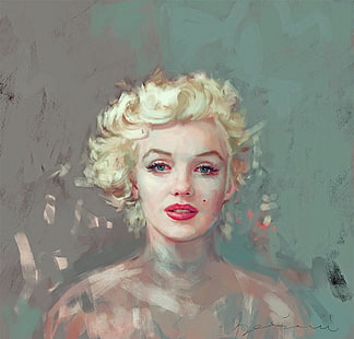 Marilyn Monroe, ivana besevic, นักแสดง, สาว, ภาพวาด, สีบลอนด์, แนวตั้ง, ผู้หญิง, วอลล์เปเปอร์ HD HD wallpaper