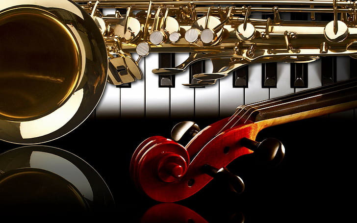 Geige, Saxophon, Klavier, HD-Hintergrundbild