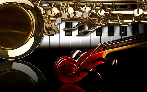 Цигулка, саксофон, пиано, HD тапет HD wallpaper