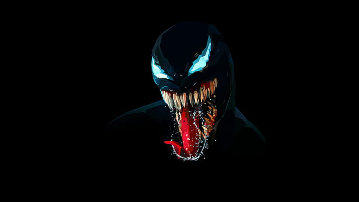 Dark background, Artwork, Venom, Minimal, Black, HD wallpaper