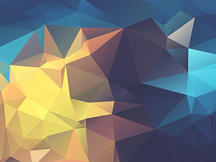 abstract illustration, untitled, minimalism, abstract, low poly, geometry, yellow, blue, digital art, artwork, HD wallpaper
