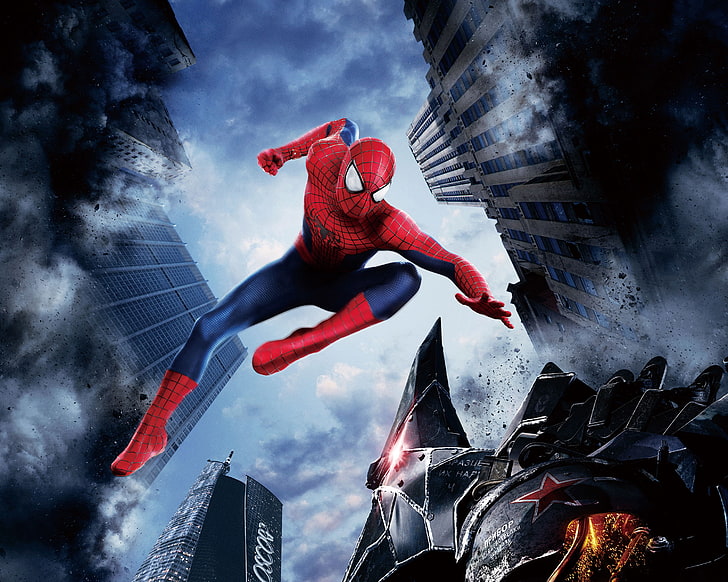 Marvel Spider-Man digital wallpaper, red, action, fantasy, Amazing, armor, sky, blue, cloud, The, The, The, The, Parker, Comics, building, Year, Spider-Man, Andrew Garfield, Spider Man, Peter, Movie, Film , 2014, Przygoda, Rozrywka, The Amazing Spider-Man 2, Rhino, Columbia Pictures, Sony Pictures, SpiderMan, oscorp, The Rhino, Marve, Paul Giamatti, Tapety HD