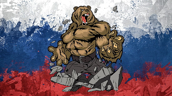 Rusia, osos, bandera, Fondo de pantalla HD HD wallpaper