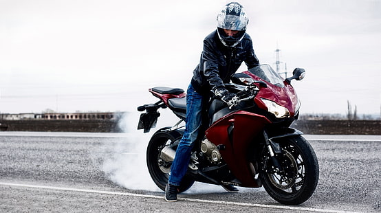 Motociclista Honda CBR1000RR, bici sportiva rossa, motociclette, Honda, Sfondo HD HD wallpaper