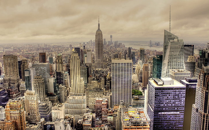 مبنى إمباير ستيت ، منظر المدينة ، HDR ، مبنى ، مدينة نيويورك ، مبنى إمباير ستيت ، الولايات المتحدة الأمريكية، خلفية HD