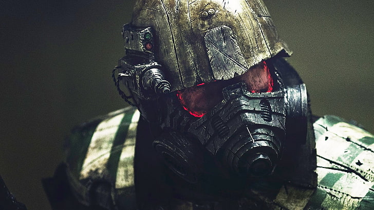 armored man digital wallpaper, video games, Fallout, Fallout: New Vegas, selective coloring, artwork, helmet, armor, HD wallpaper