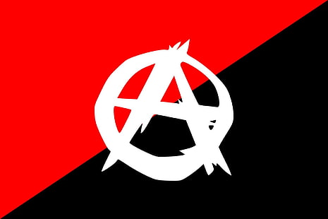 bandera anarquista con un símbolo, Fondo de pantalla HD HD wallpaper