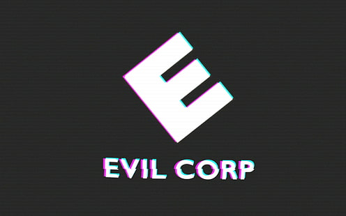 شعار شركة Evil Corp باللونين الأبيض والأسود ، السيد روبوت ، تلفزيون ، EVIL CORP، خلفية HD HD wallpaper