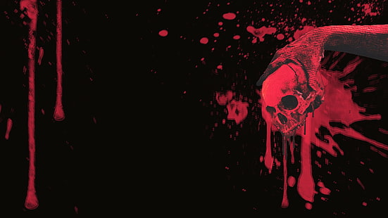blood, skull, black, red, HD wallpaper HD wallpaper