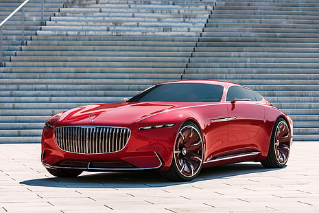 red Mercedes-Benz sports car during daytime, Vision Mercedes-Maybach 6, 4K, HD wallpaper HD wallpaper