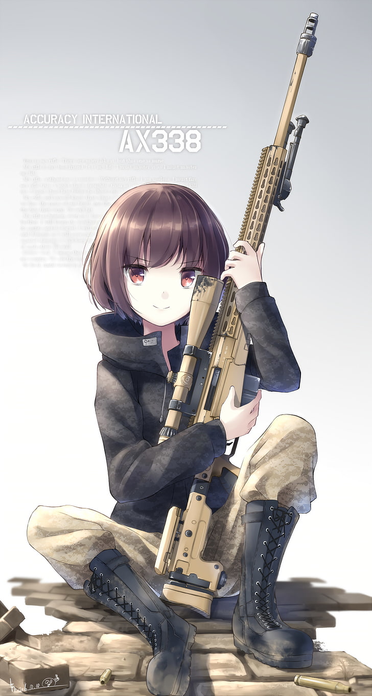 Anime Original Girl Gun Nekomimi Police Sniper Rifle Uniform Weapon Hd Wallpaper Wallpaperbetter