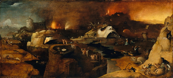 Йероним БОШ, Слизането на Христос в ада, 1550-1560, HD тапет HD wallpaper