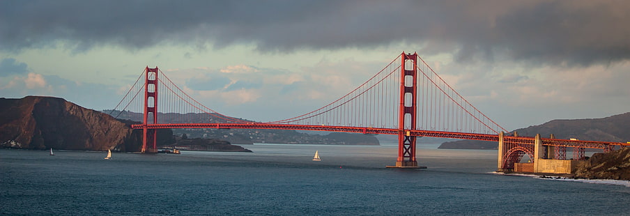 ponte, paisagem, ponte golden gate, panorama, grande angular, mar, HD papel de parede HD wallpaper