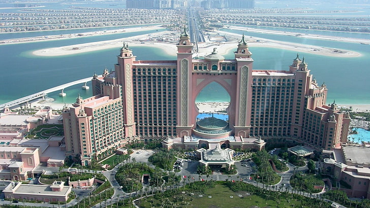 Остров Палм, Дубай, градски пейзаж, Дубай, Обединени арабски емирства, HD тапет