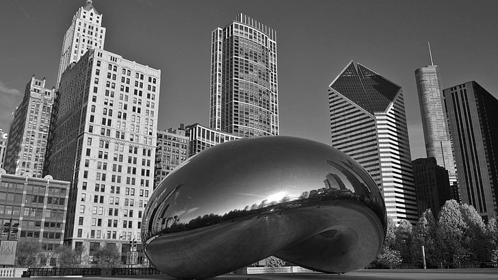 Cloud Gate, Chicago, grattacielo, riflessione, Chicago, Sfondo HD