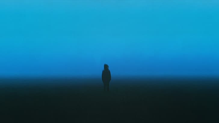 midnight, night, simple background, dark, loneliness, alone, horror, sky, oil painting, depressing, sadness, HD wallpaper