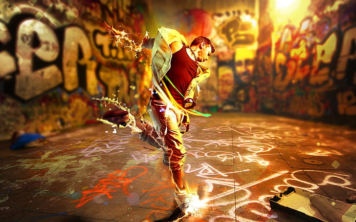 Street Dance Hip-Hop Musik Kunst Graffiti, Street Dance, Graffiti, HD-Hintergrundbild