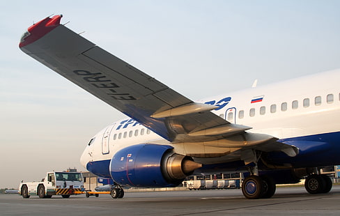 крила, турбина, летище, Boeing, самолетът, пътник, Transaero, B-737, 33S, HD тапет HD wallpaper